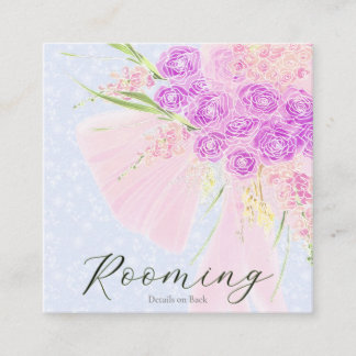 In The Blue-Sweet Pink Bow Bouquet Enclosure Card