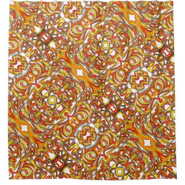 In The Bush-Hand Painted Abstract Pattern Shower Curtain (Front)