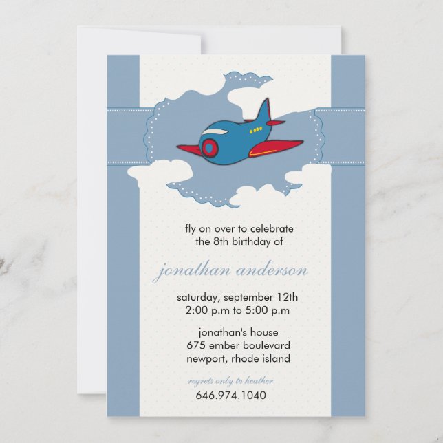 In the clouds -aeroplane birthday invitations - 6 (Front)