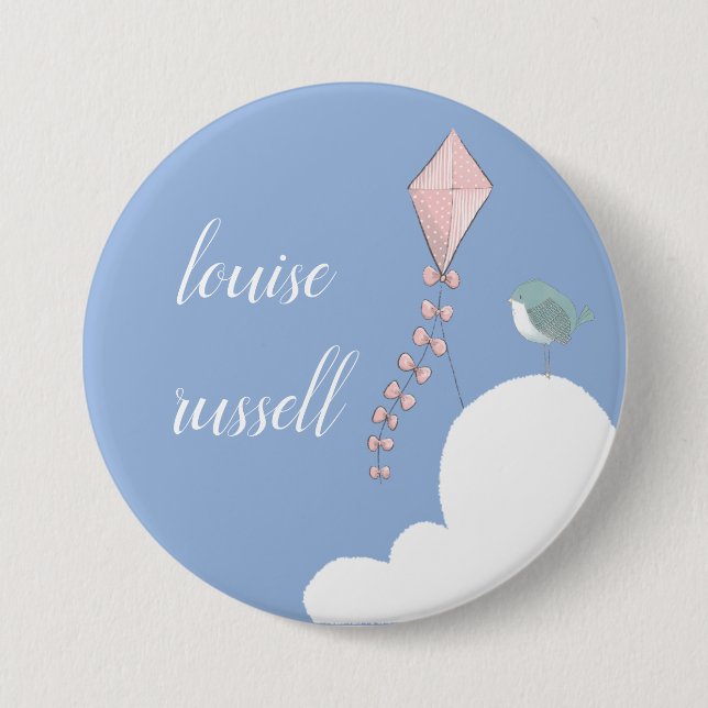 in the clouds baby shower 7.5 cm round badge (Front)