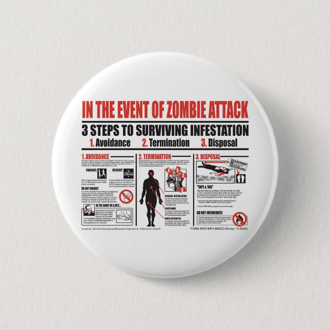In The Event of Zombie Attack BUTTON (Front)