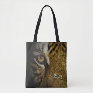 In the Eye of a Tiger Monogram Tote Bag
