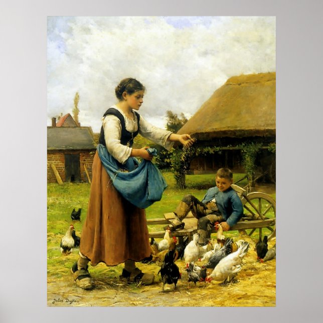 In the Farmyard ~ Julien Dupré ~ Fine Art Canvas Poster (Front)