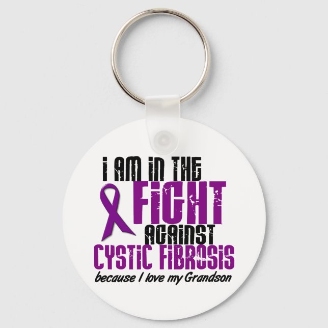 In The Fight Against Cystic Fibrosis GRANDSON Key Ring (Front)