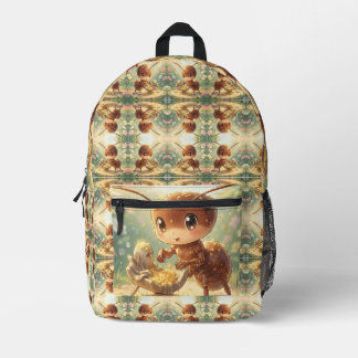 In the Footsteps of Floral Gold Printed Backpack