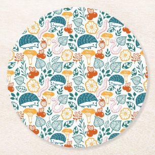 In the forest round paper coaster