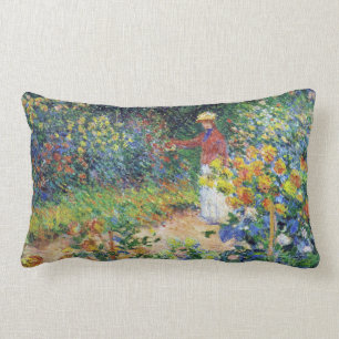 In the Garden by Claude Monet Lumbar Cushion
