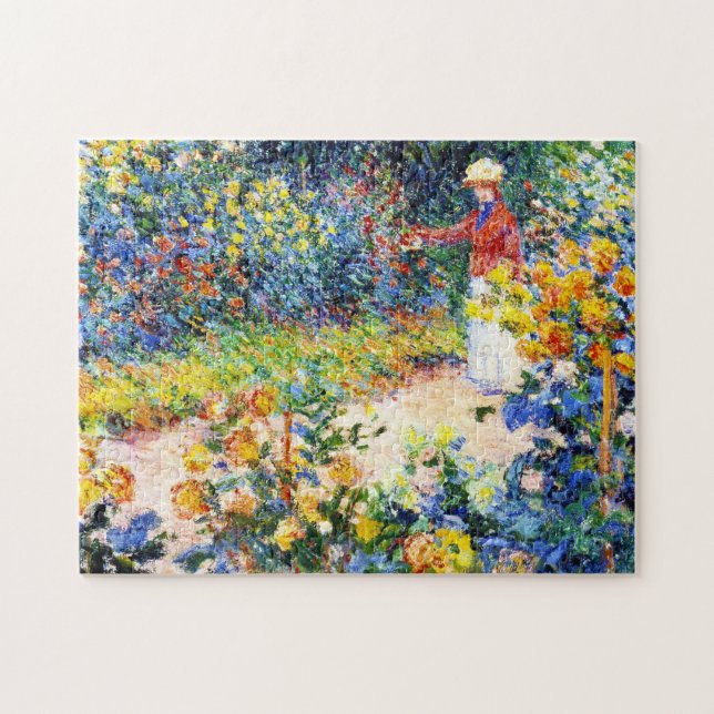 In the Garden Claude Monet woman painting Jigsaw Puzzle (Horizontal)