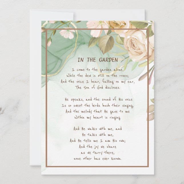 ~In the Garden Comforting Hymn Garden Antique Rose Card (Front)