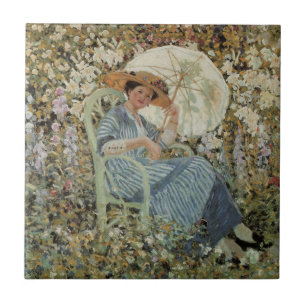 In the Garden, Giverny by Frederick Frieseke Ceramic Tile