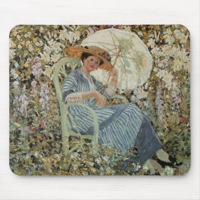 In the Garden, Giverny by Frederick Frieseke Mouse Pad (Front)