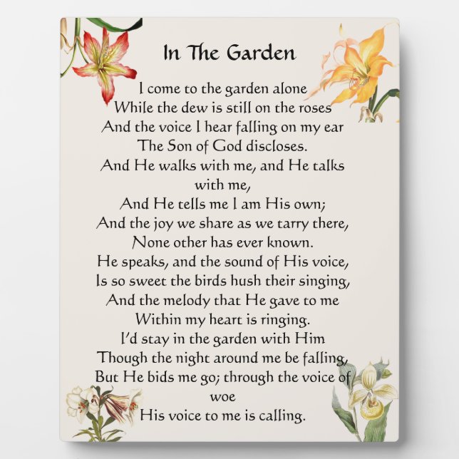 In The Garden Hymn Floral Plaque (Front)