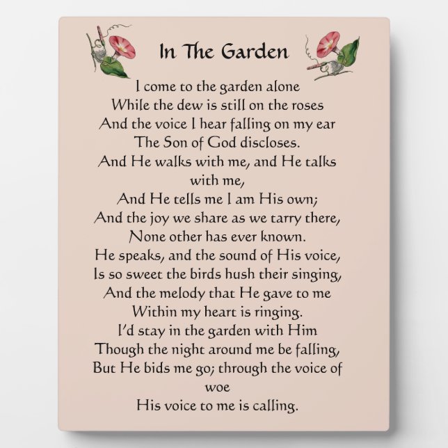 In The Garden Hymn Plaque (Front)