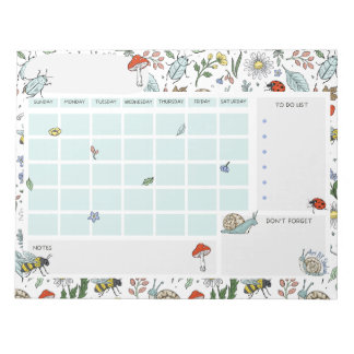 In the Garden Open Dated Desk Calendar Notepad