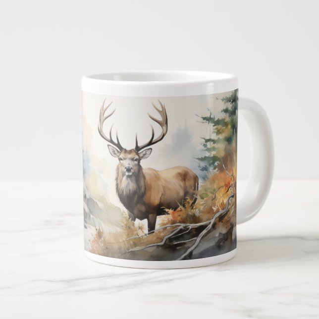 In the Heart of the Wild: Majestic Elk Large Coffee Mug (Front Right)