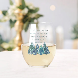 In The Heart Of The Winter Forest Stemless Wine Glass
