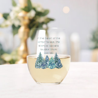 In The Heart Of The Winter Forest  Stemless Wine Glass