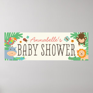 In the Jungle Baby Shower Banner 12x36 Poster