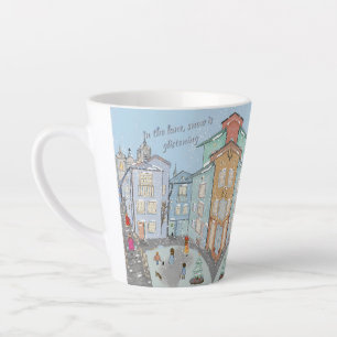 "In the lane, snow is glistening" cute winter mug