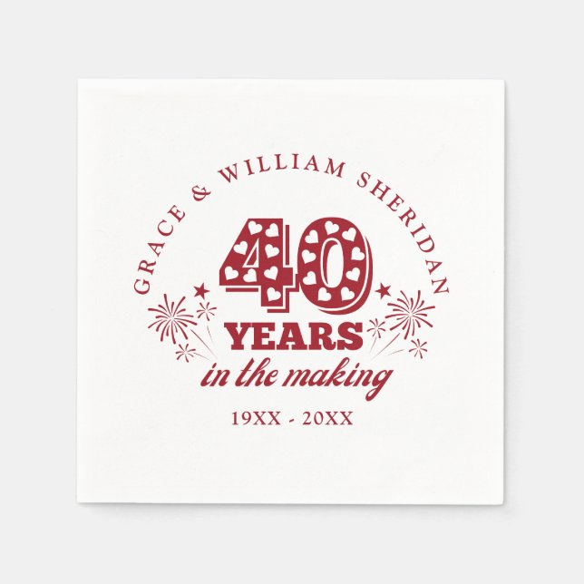 In The Making 40th Wedding Anniversary Napkin (Front)