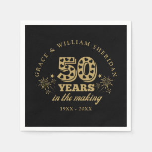 In The Making 50th Anniversary Black And Gold Napkin