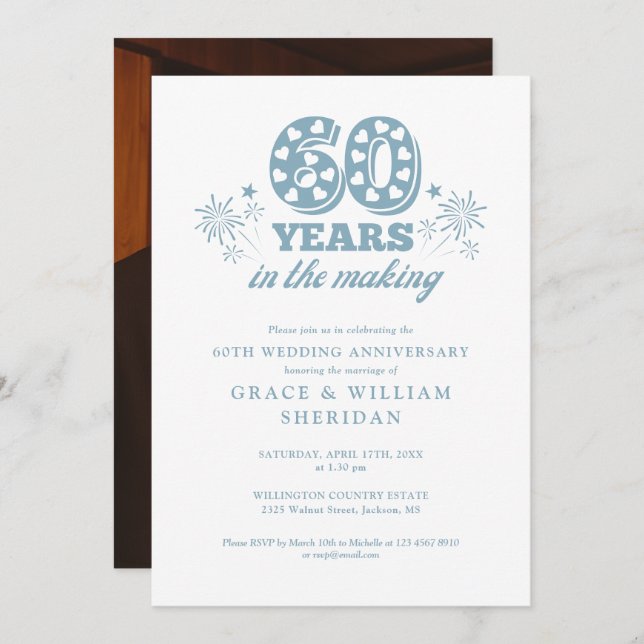 In The Making 60th Wedding Anniversary Photo Invitation (Front/Back)