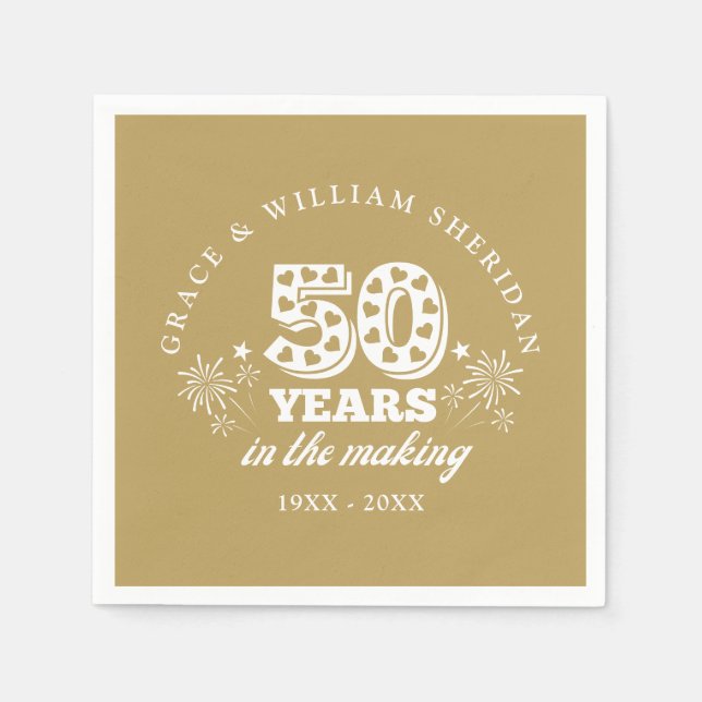 In The Making Gold 50th Wedding Anniversary Napkin (Front)