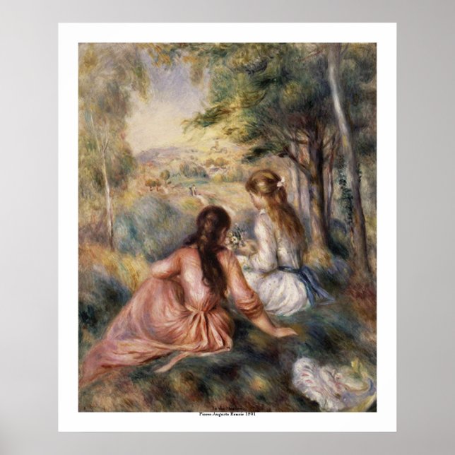 In the Meadow by Pierre-Auguste Renoir Poster (Front)
