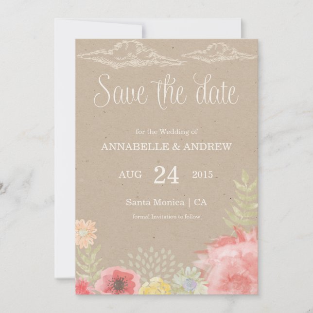 In the Meadow Summer Wedding Save the Date Card (Front)