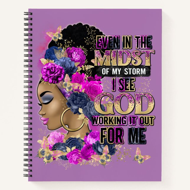 In The Midst Queen Black Melanin Woman Brown Skin Notebook (Front)