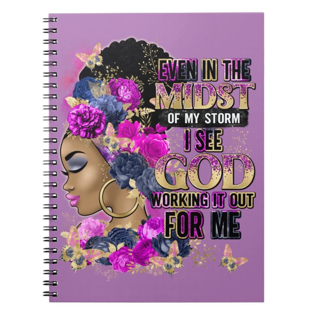 In The Midst Queen Black Melanin Woman Brown Skin Notebook (Front)