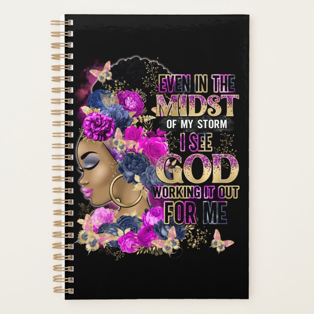 In The Midst Queen Black Melanin Woman Brown Skin Planner (Front)