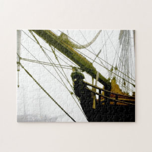 In The Mist Tall Ship HMS Bounty Figurehead Photo Jigsaw Puzzle