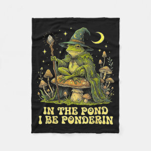 In The Nd I Be Nderin Funny Wise Frog Wizard Meme  Fleece Blanket