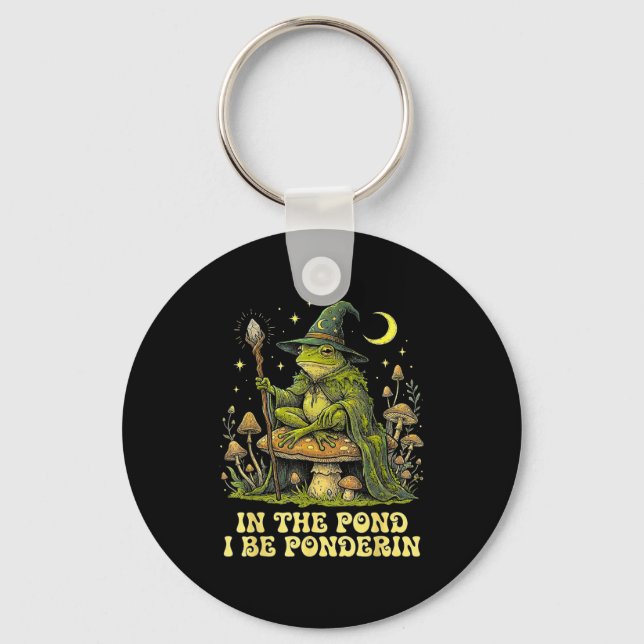 In The Nd I Be Nderin Funny Wise Frog Wizard Meme  Key Ring (Front)