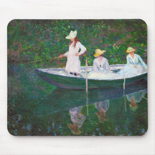In the Norwegian Boat at Giverny Claude Monet Mouse Pad (Front)