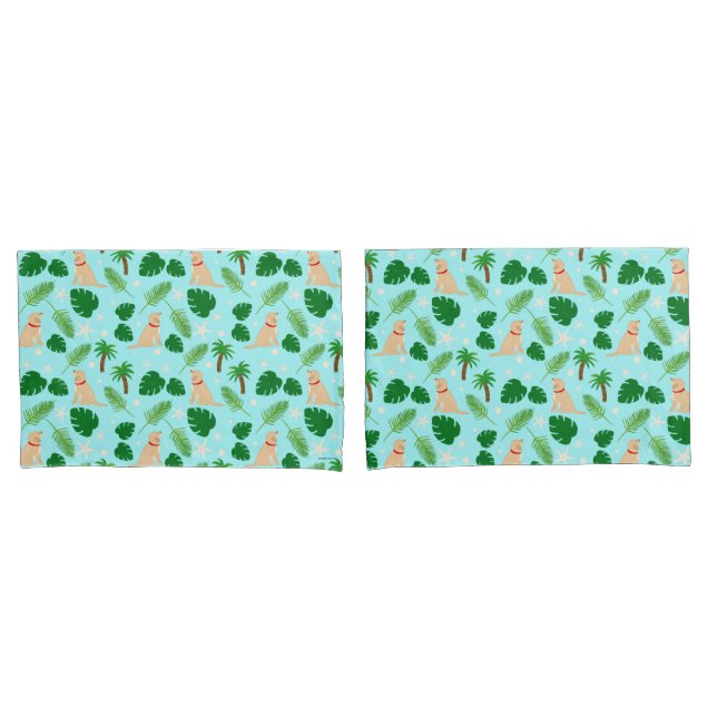 In the Ocean Blue Tropical Pups Pillowcases (Front-Set)