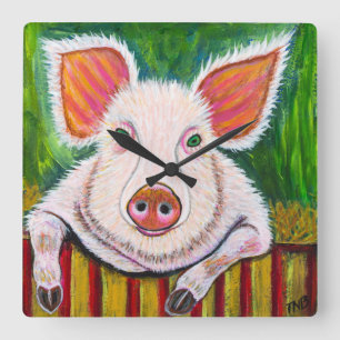 In the Pig Pen Square Wall Clock