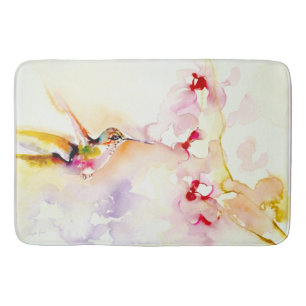 "In the Pink" Hummingbird Print Bath Mat