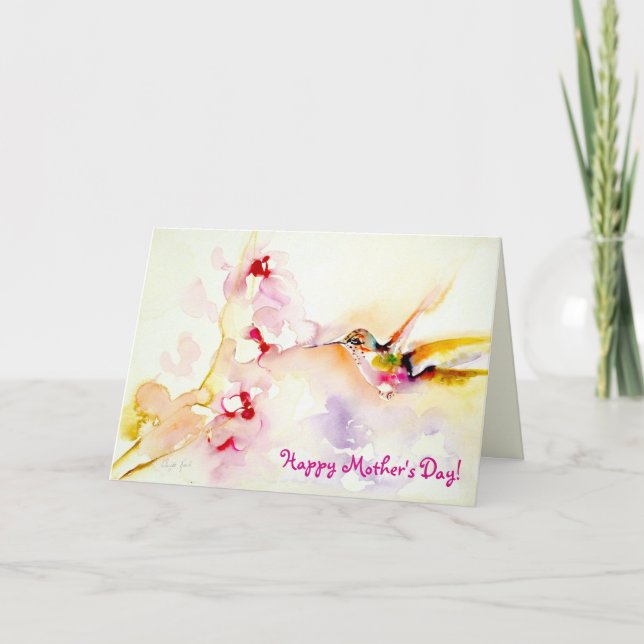 "In the Pink" Hummingbird Print Card (Front)