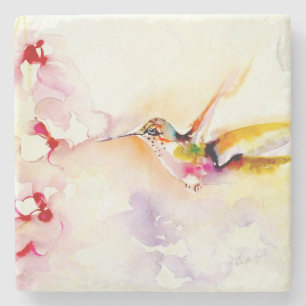 "In the Pink" Hummingbird  Stone Coaster
