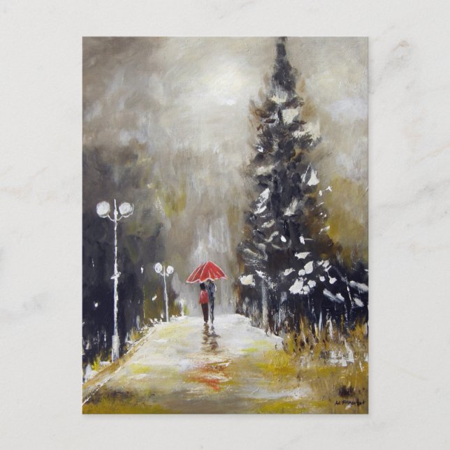 In The Rain - Art Postcard (Front)
