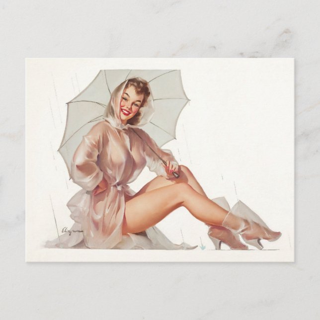 In the Rain Pin Up Postcard (Front)