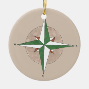 In the Right Direction Compass Camping Hiking Ceramic Ornament
