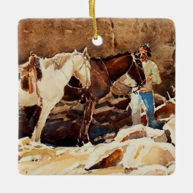 “In the Shadow of Casa Grande” by Carl Oscar Borg Ceramic Ornament (Front)