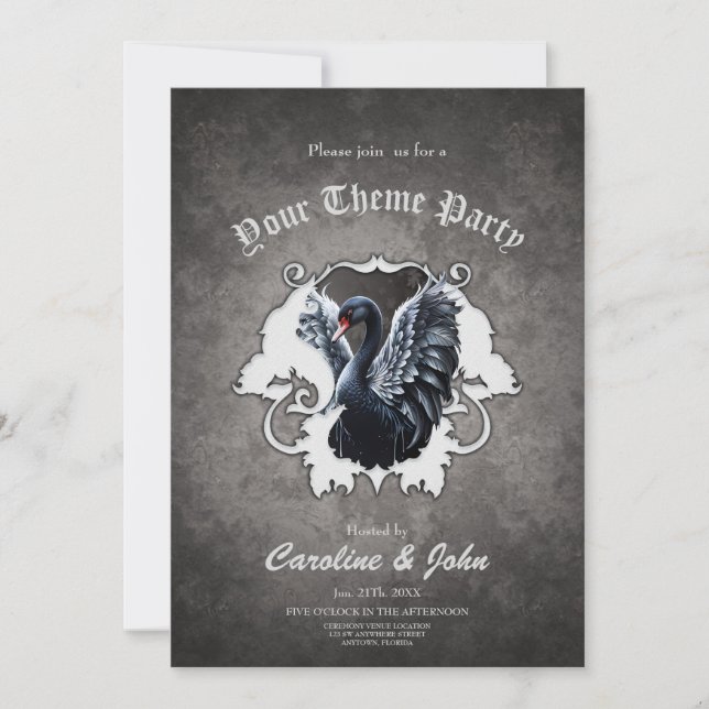 In the shadow of elegance: A black swan.  Invitation (Front)