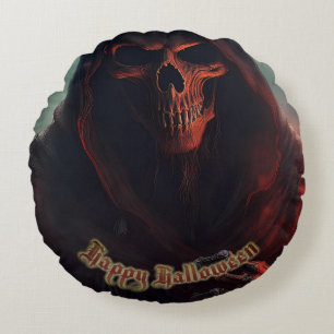 In the shadow of the Grim Reaper - Halloween Round Cushion