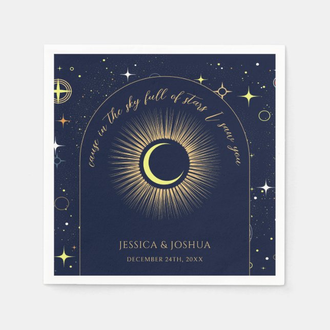 In the sky full of stars I saw you Celestial Navy Napkin (Front)