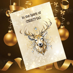 In the Spirit of Christmas Ornate Gold Deer Card