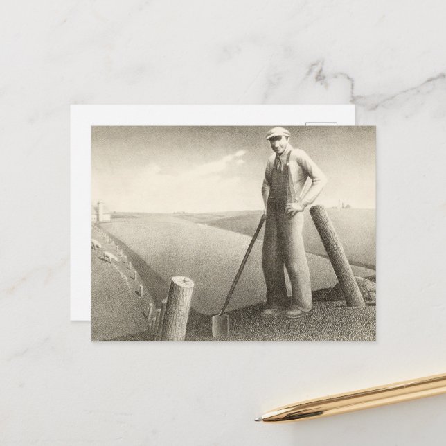 In the Spring by Grant Wood Holiday Postcard (Front/Back In Situ)